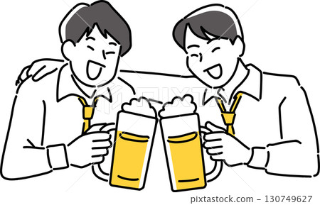 男員工舉杯啤酒 男員工舉杯啤酒 130749627