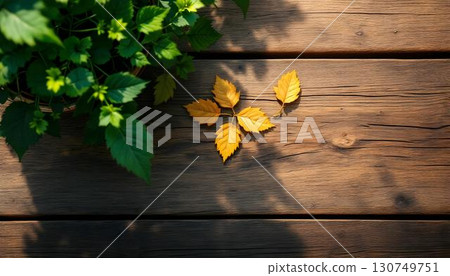 A natural wood texture background with prominent grain and planks, providing a warm and welcoming aesthetic 130749751