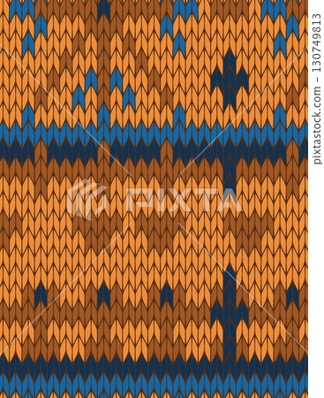 intricate knitted pattern featuring vibrant orange and blue geometric designs intricate knitted pattern featuring vibrant orange and blue geometric designs 130749813