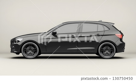 Side View of Black Modern Hatchback Car 130750450