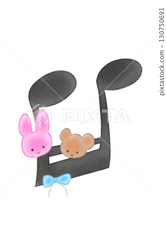 帶有動物圖案氣球的音符 130750691