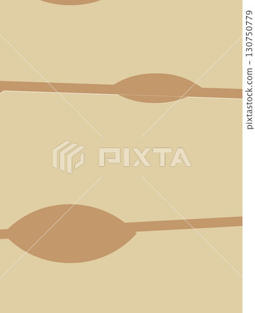 close-up of two beige and brown abstract shapes resembling spoons or elongated ovals 130750779