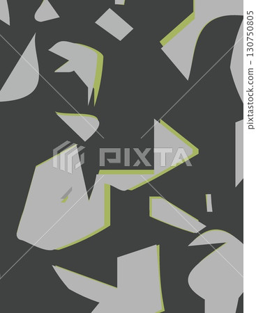abstract geometric shapes forming a modern art composition in shades of gray and green 130750805
