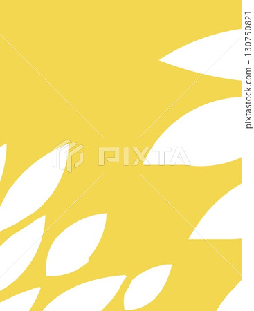 abstract minimalist yellow background with white leaf-like shapes in a modern design 130750821