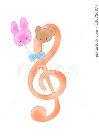 帶有動物圖案氣球的音符 130750877