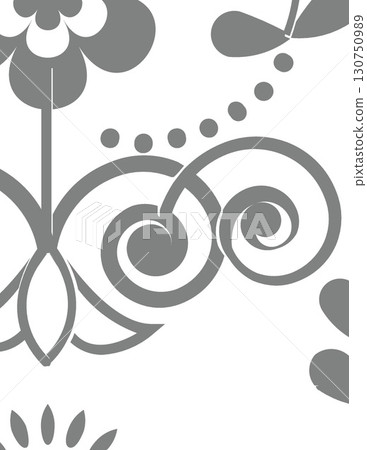 abstract floral design with swirling patterns and botanical elements in grayscale abstract floral design with swirling patterns and botanical elements in grayscale 130750989