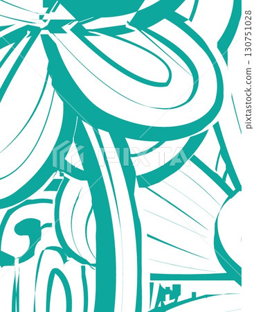 abstract teal and white line art depicting intertwined organic shapes and spirals abstract teal and white line art depicting intertwined organic shapes and spirals 130751028