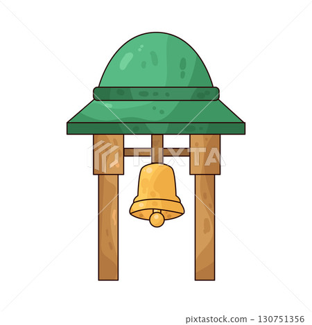 illustration of medieval church bell 130751356