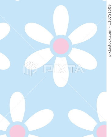 cute daisy flower pattern with white petals and pink centers on light blue background 130751509
