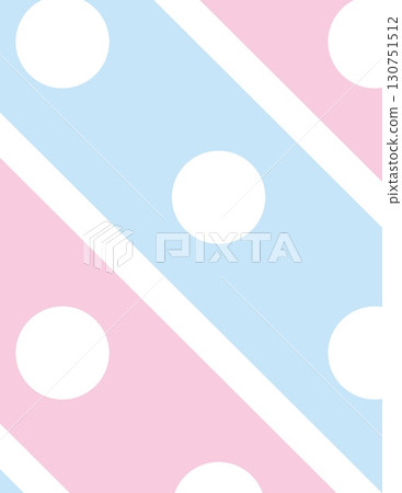 close-up of pastel pink and blue polka dot patterned background with diagonal stripes 130751512