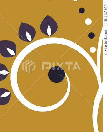 abstract artistic swirl design with leaf motifs and contrasting colors 130752144