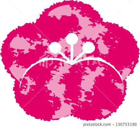 A hand-drawn illustration of vibrant pink plum blossoms. Perfect for Japanese-style designs and spring materials. 130753190