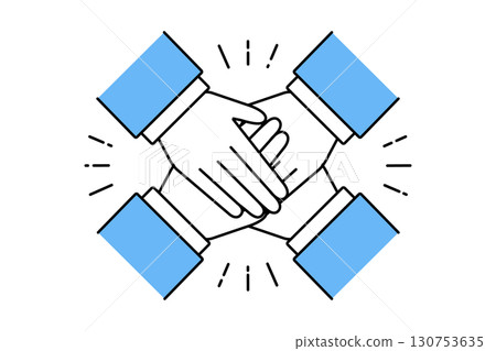 業務團隊雙手重疊的插圖 130753635