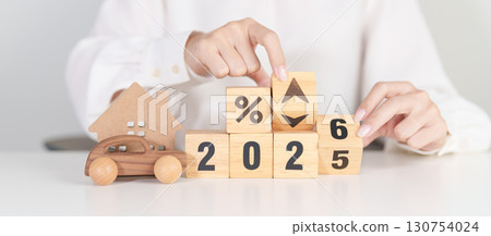 2026 New Year with percentage change to UP and Down arrow with car and Home model. Car loan, Interest rate, real estate, house, Insurance, Financial, Repair, Tax, mortgage and Maintenance 2026 New Year with percentage change to UP and Down arrow with car and Home model. Car loan, Interest rate, real estate, house, Insurance, Financial, Repair, Tax, mortgage and Maintenance 130754024