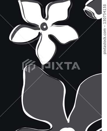 abstract black and white floral pattern with bold outline design for art or textile use abstract black and white floral pattern with bold outline design for art or textile use 130754138