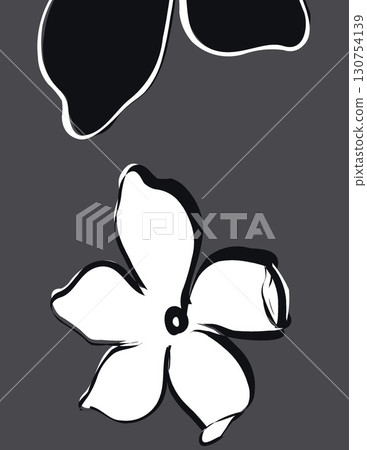 minimalist black and white floral illustration with contrasting background minimalist black and white floral illustration with contrasting background 130754139
