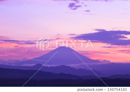 Mount Fuji and a pink sunset 130754183