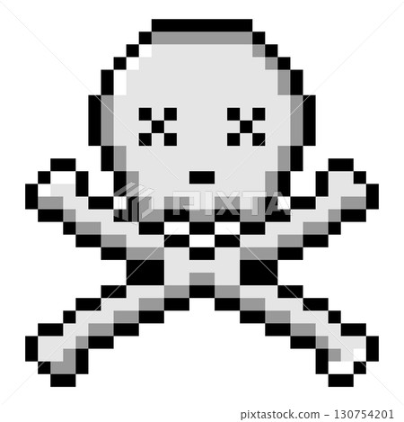 Pixel Art Accessories: Skull and Crossbones with a Stricken Expression (1) 130754201