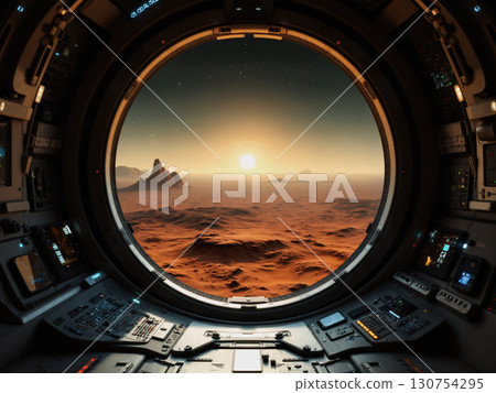 從太空船上看到的火星景觀圖像：人工智慧產生的圖像 130754295