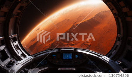 從太空船上看到的火星景觀圖像：人工智慧產生的圖像 130754296