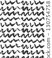 abstract black and white brushstroke pattern with curved and zigzag elements 130754758