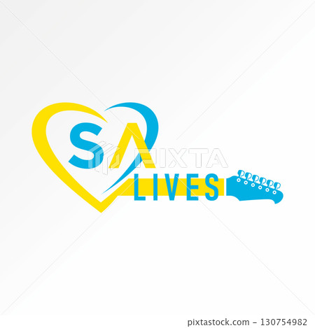 Logo design graphic concept creative premium vector stock image top sell love symbol guitar rock star party musical cafe perform vintage song artist 130754982