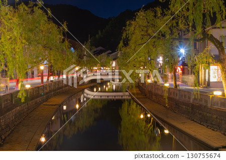 Kinosaki Onsen townscape at night Kinosaki Onsen townscape at night 130755674