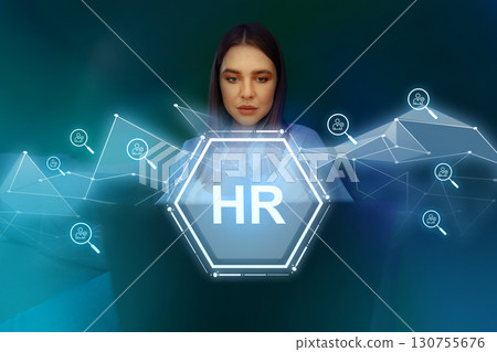 Human resources management with technology integration and data visualization by a business professional Human resources management with technology integration and data visualization by a business professional 130755676