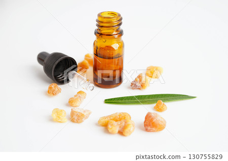 Frankincense or olibanum aromatic resin isolated on white background used in incense and perfumes. 130755829