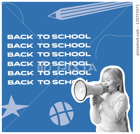 Celebrating back to school season with excitement and enthusiasm from a young girl in a fun setting Celebrating back to school season with excitement and enthusiasm from a young girl in a fun setting 130755971