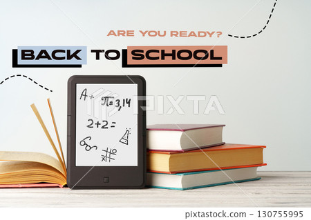 Preparation for a new school year with educational materials and a message about getting ready for classes Preparation for a new school year with educational materials and a message about getting ready for classes 130755995