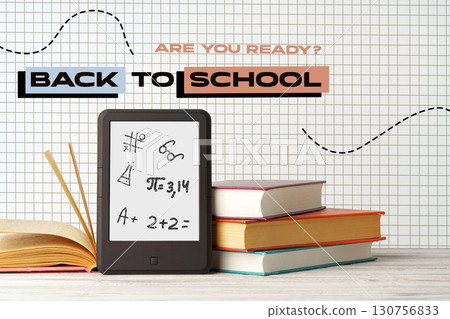 Preparing for the new school year with educational materials and assignments on a digital tablet 130756833