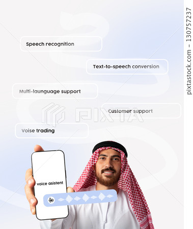 Innovative voice assistant technology showcasing speech recognition and multilingual support in action with user engagement 130757237