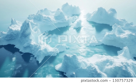 Large chunks of ice in the ocean top of view landscape 130757329