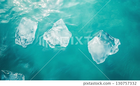 Large chunks of ice in the ocean top of view landscape 130757332
