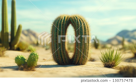 Shape number 0 made from cactus plant textured in desert background Shape number 0 made from cactus plant textured in desert background 130757478