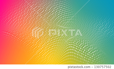 Colorful wave pattern with vibrant gradients and dotted texture creates a dynamic visual experience 130757502
