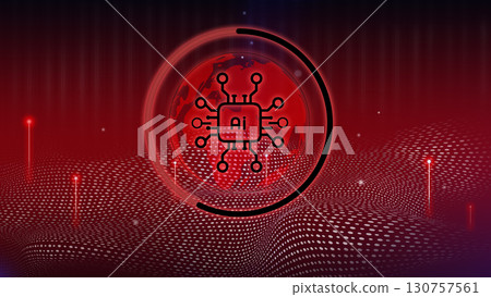 AI technology visualization featuring circuit board design and digital effects across a global landscape AI technology visualization featuring circuit board design and digital effects across a global landscape 130757561