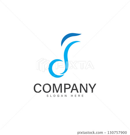 note music with f letter logo 130757900