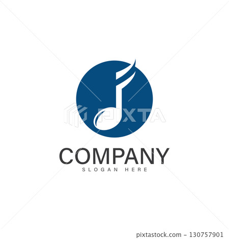 note music with f letter logo 130757901