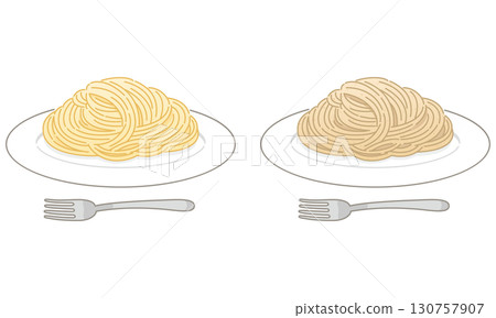 普通義大利麵和全麥義大利麵(用叉子) 普通義大利麵和全麥義大利麵(用叉子) 130757907