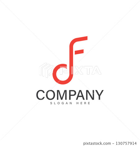 note music with f letter logo 130757914