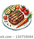 Delicious grilled steak served with fresh vegetables and herbs. 130758084