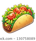 Delicious taco filled with fresh ingredients and flavors. 130758089