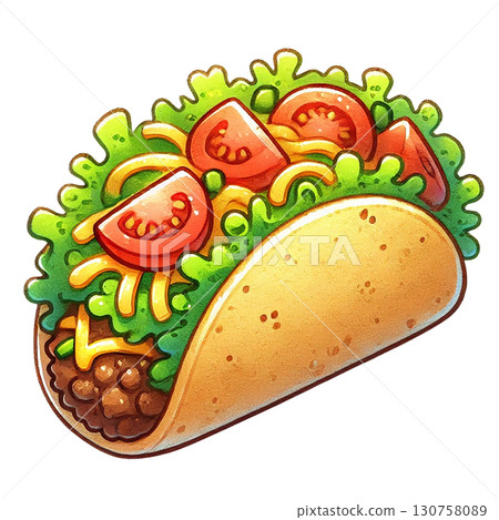 Delicious taco filled with fresh ingredients and flavors. Delicious taco filled with fresh ingredients and flavors. 130758089