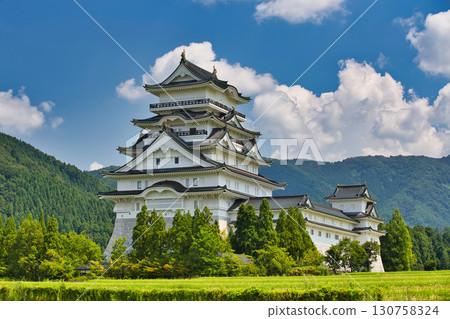Katsuyama Castle from the sunflower field Katsuyama Castle from the sunflower field 130758324
