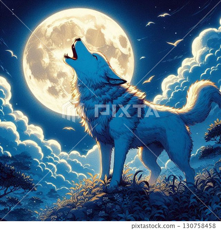Full moon and wolf, wolf howl, full moon, lone wolf 130758458