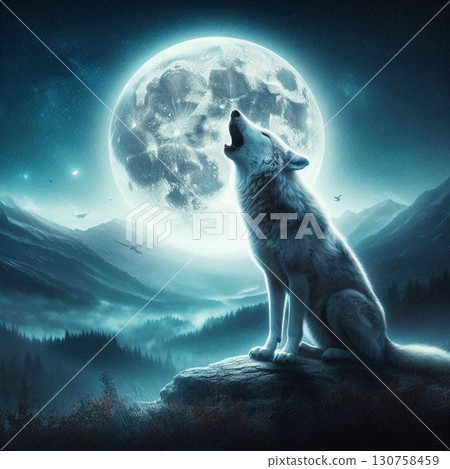 Full moon and wolf, wolf howl, full moon, lone wolf 130758459