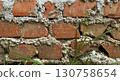 Rustic brick wall with rough cement texture and natural details 130758654