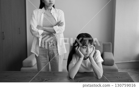 Image of daughter and mother arguing Image of daughter and mother arguing 130759016